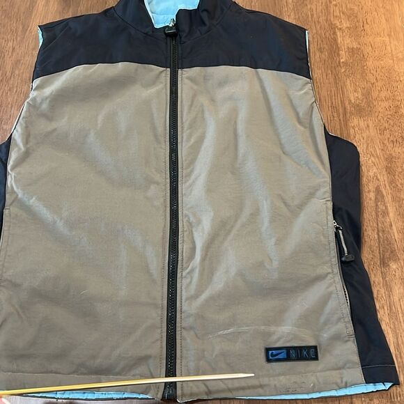 Vintage Y2K Nike Reversible Quilted Vest Light Blue Brown Black Medium Rare - Picture 8 of 15